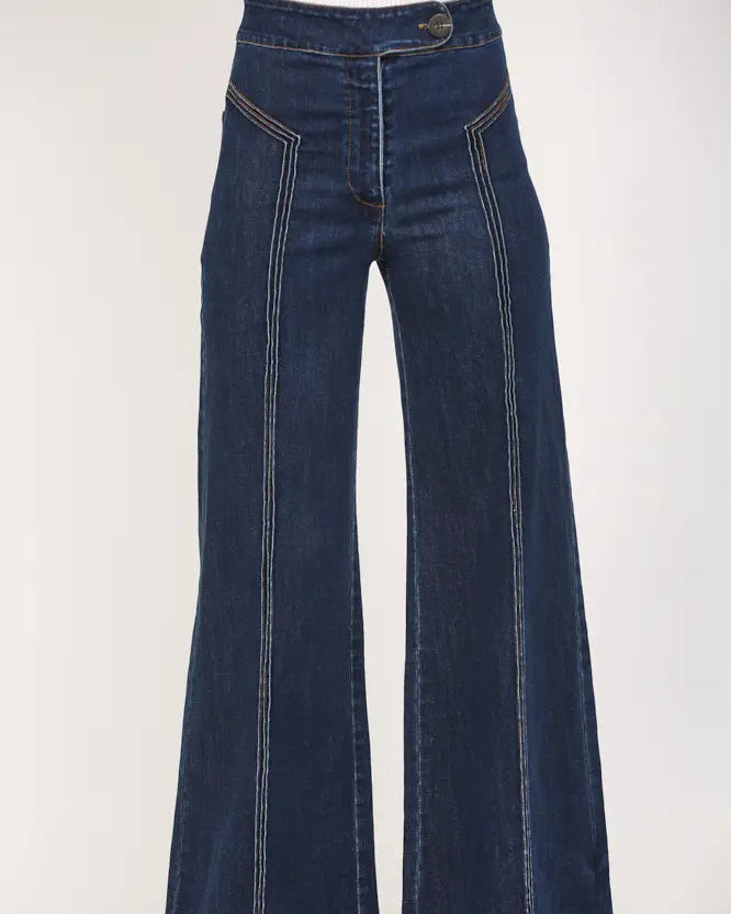 Pair of blue jeans on a white background