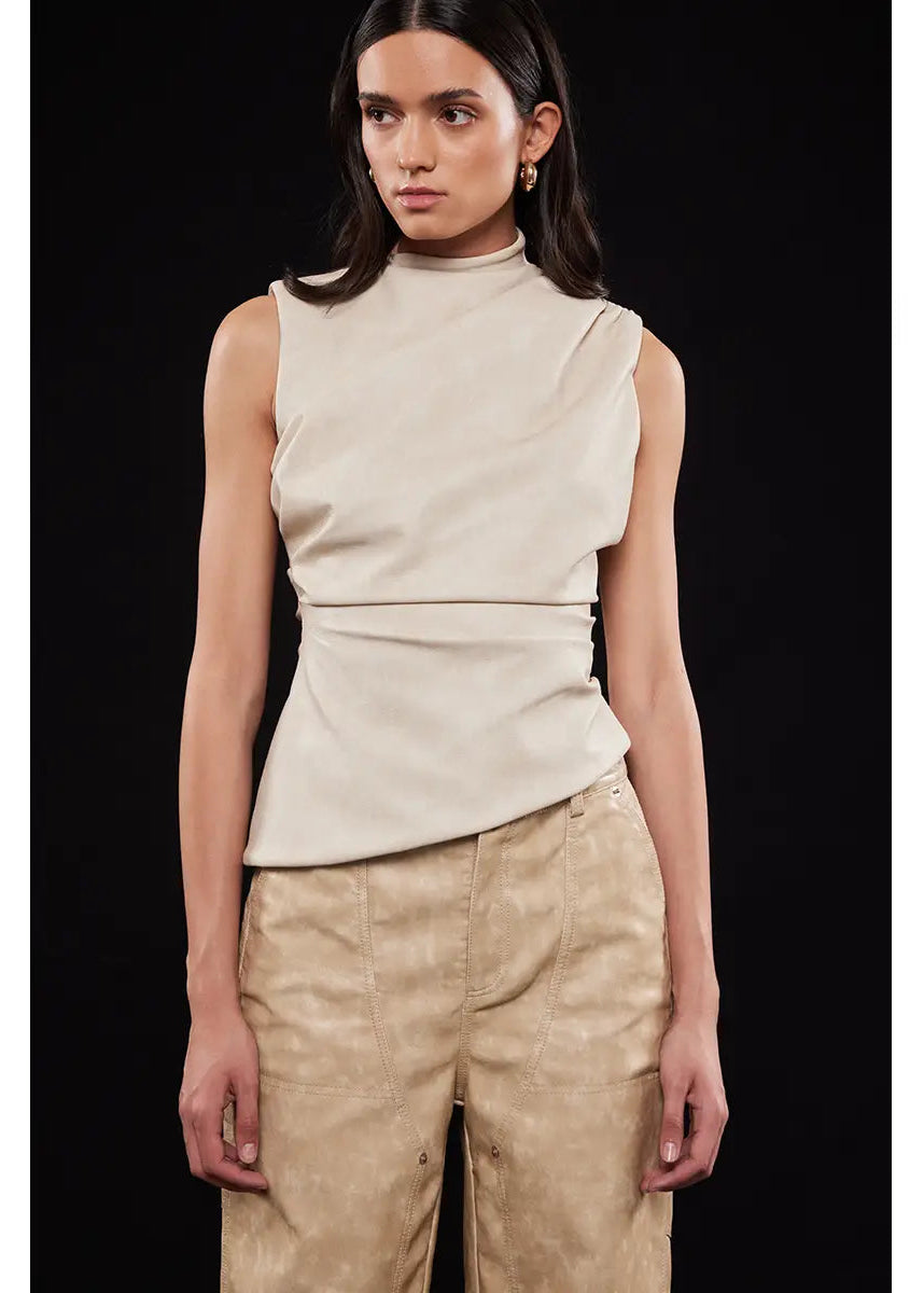 Asymmetric Faux Leather Top