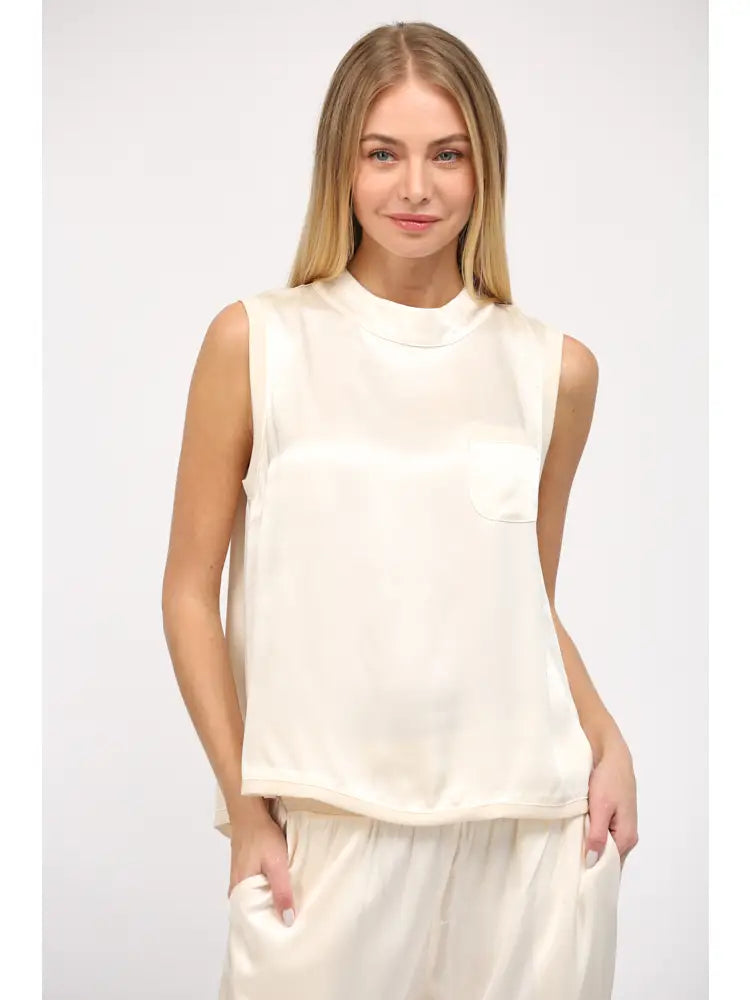 Sleeveless Satin Top