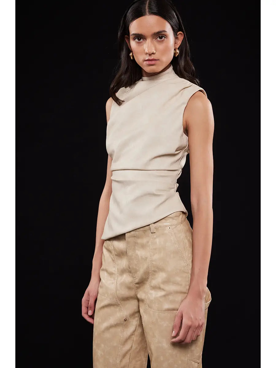 Asymmetric Faux Leather Top